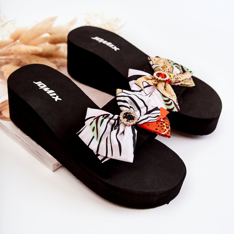 WJ1 Ženske bijele Silana pjenaste papuče na klin bijela višebojan 2