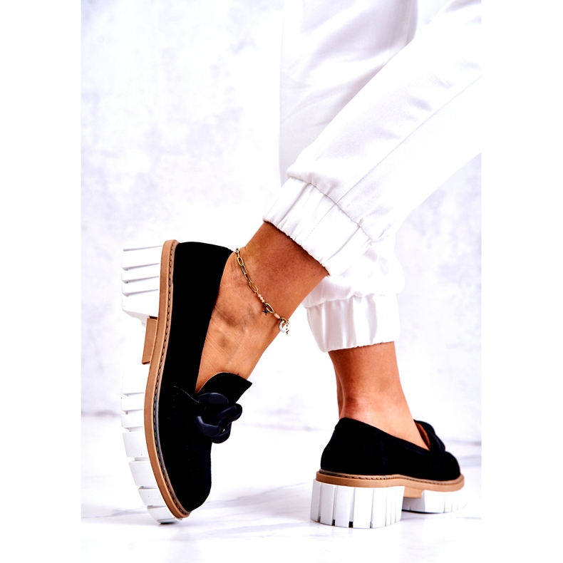 PS1 Suede mokasinke s crnim ukrasom Talisa crna 5