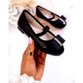 S.Barski Kožne dječje balerinke s ukrasnom mašnom crni Claril crna 1