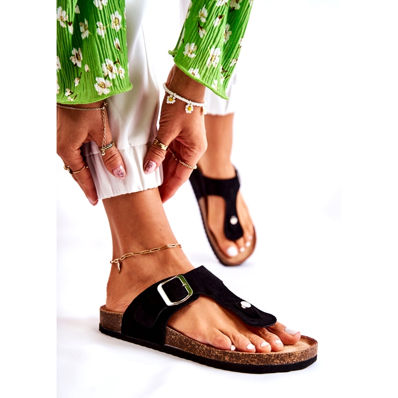 FB1 Ženske papuče s kopčom crne Elina crna 3