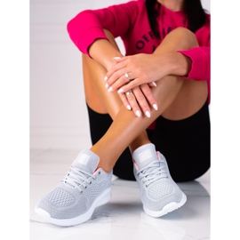 Ženske svijetlo sive sportske cipele SHELOVET s vezicama siva 2