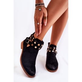 WS1 Ženske čizme s mlaznicama na ravnu petu Black Larino crna 2