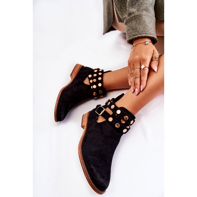 WS1 Ženske čizme s mlaznicama na ravnu petu Black Larino crna 1