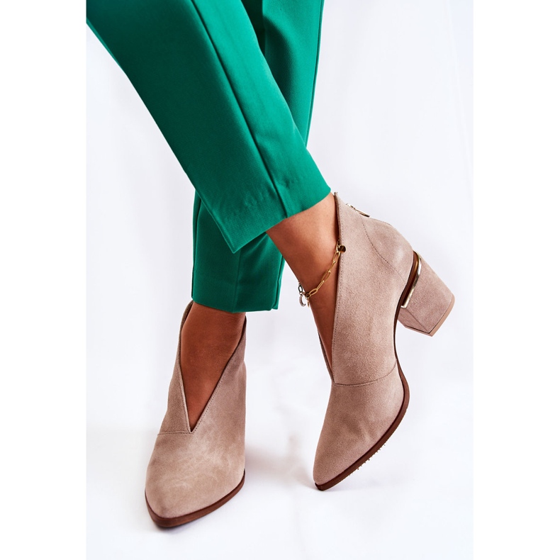 Kožne čizme na visoku petu Laura Messi svijetlo bež 2344 2