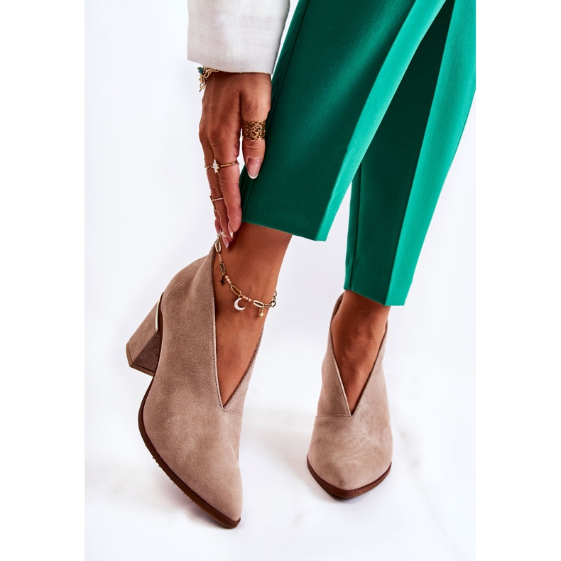 Kožne čizme na visoku petu Laura Messi svijetlo bež 2344 1