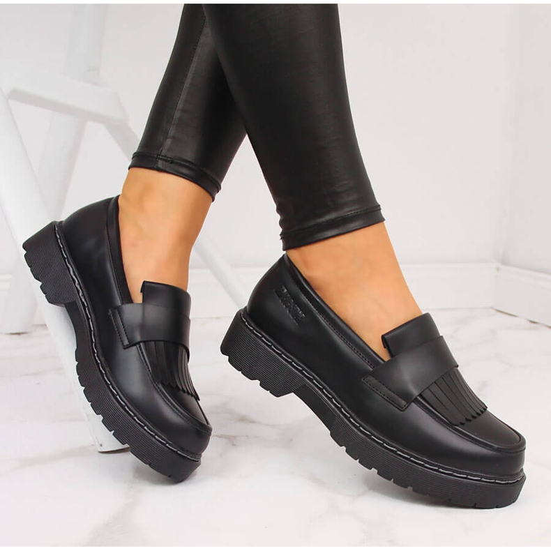 Ženske crne cipele na platformu s resama Big Star II274100 crno 1