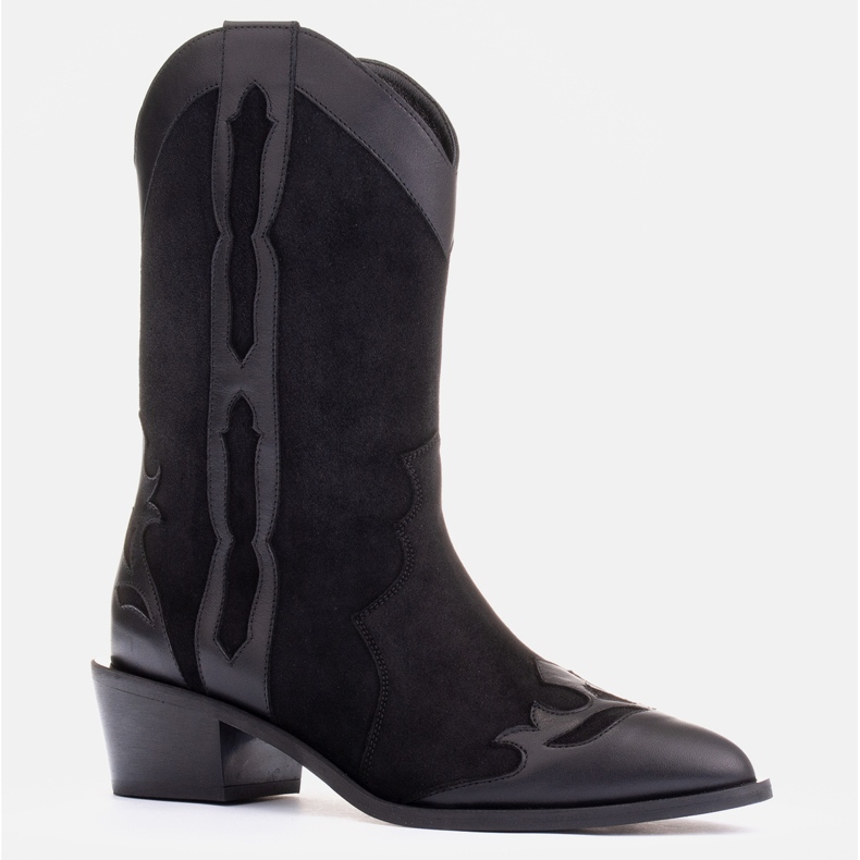 Marco Shoes Crne čizme od prirodne antilop kože crno 1