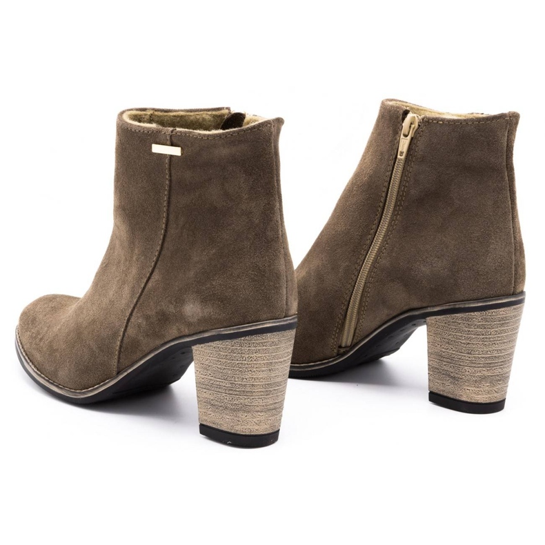 Olivier Ženske kožne čizme izolirane od zemaljskih visokih potpetica smeđa 9