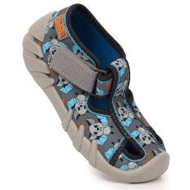 Papuče na čičak s palicom Befado Jr BEF6A sive 1