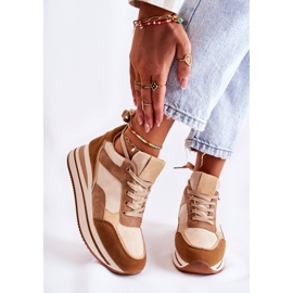 PS1 Ženske sportske cipele od brušene kože smeđe-bež Elisse smeđa 1