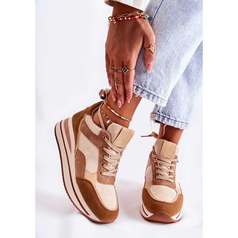 PS1 Ženske sportske cipele od brušene kože smeđe-bež Elisse smeđa 1