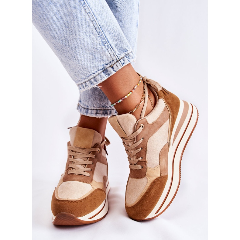 PS1 Ženske sportske cipele od brušene kože smeđe-bež Elisse smeđa 2