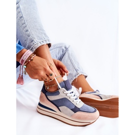 PS1 Ženske sportske cipele od brušene kože plavo-sive Elisse plava ružičasta siva 1