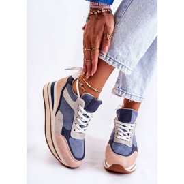 PS1 Ženske sportske cipele od brušene kože plavo-sive Elisse plava ružičasta siva 2