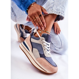 PS1 Ženske sportske cipele od brušene kože plavo-sive Elisse plava ružičasta siva 7