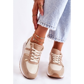 PG1 Klasične ženske sportske cipele na vezanje Bež Elenes 1