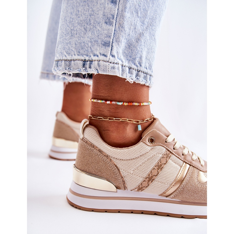 PG1 Klasične ženske sportske cipele na vezanje Bež Elenes 2