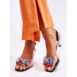 S.Barski Elegantne sandale s kristalima Black Lanette crno raznobojna 2