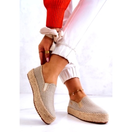 Ženske pletene tenisice slip On Big Star JJ274394 Bež zlatni 2