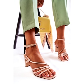 WS1 Klasične lakirane sandale na visoke pete Bež Milani 5