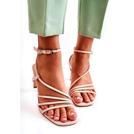 WS1 Klasične lakirane sandale na visoke pete Bež Milani 4