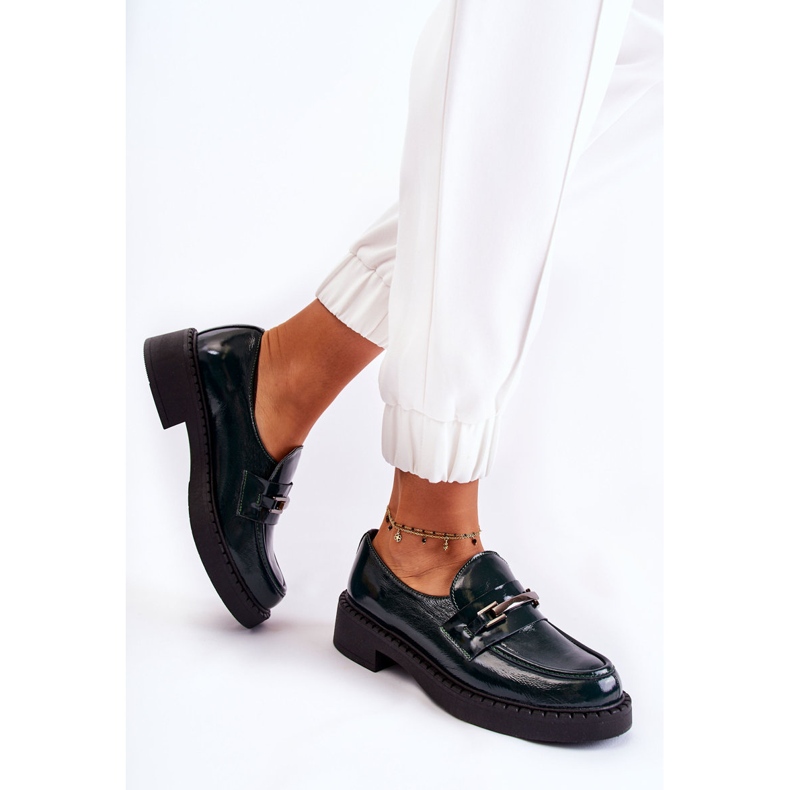 Lakirane cipele sa zelenim Hestill srebrnim ornamentom zelena 2