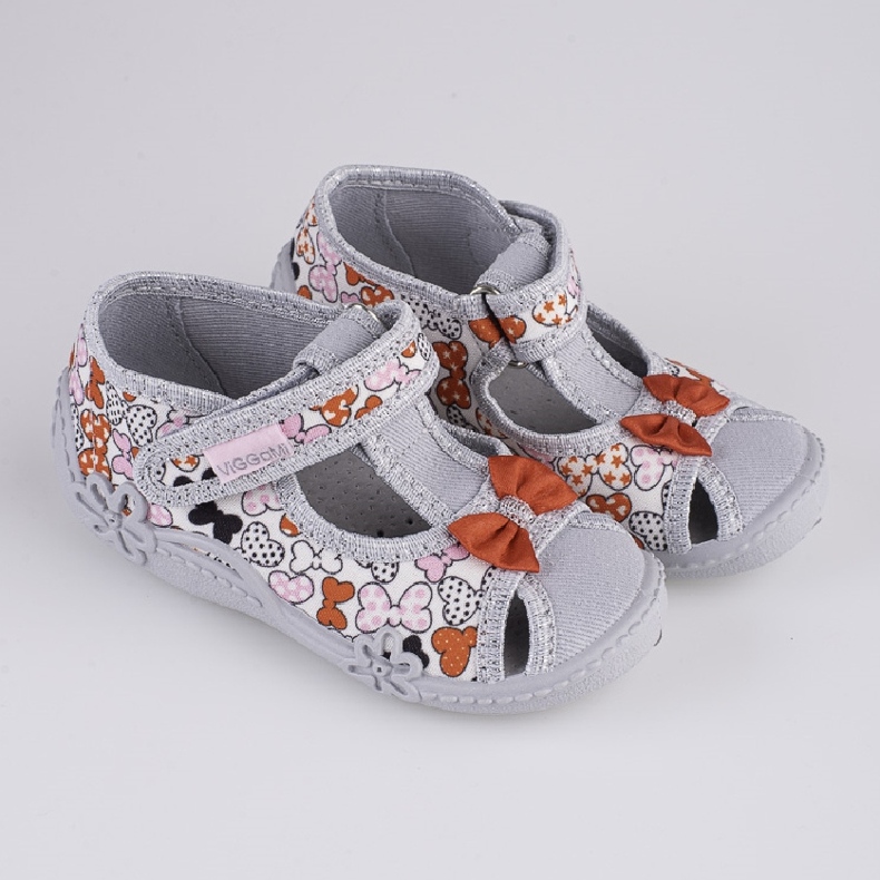Papuče za djevojčice Viggami Marysia mašne siva 1