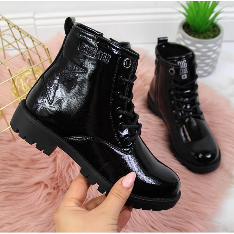 Djevojačke crne bovver čizme Big Star II374045 crna crna 1