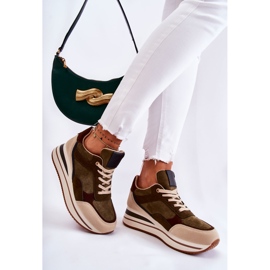 PS1 Ženske sportske cipele od brušene kože zeleno-bež Elisse zelena 2