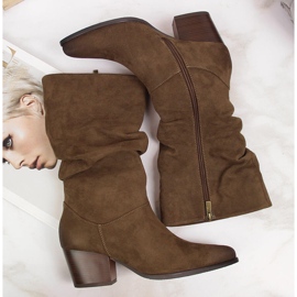 Ženske kratke zgužvane čizme Vinceza smeđa 2