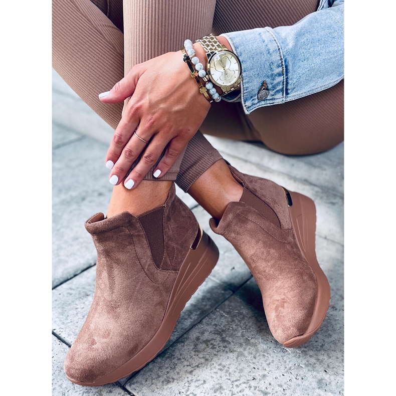 Cipele na klin Florens Khaki bež 1