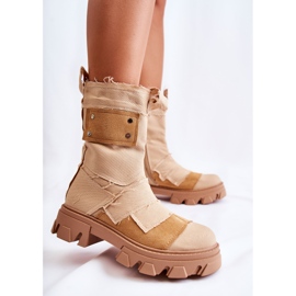 PS1 Visoke radne čizme na tamno bež Nerisa patentni zatvarač 2