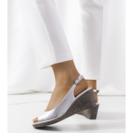 Beldesa srebrne sandale na klin srebro 1