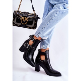 WJ2 Ženske čizme na petu sa štrasima, crni Kelin crna 2