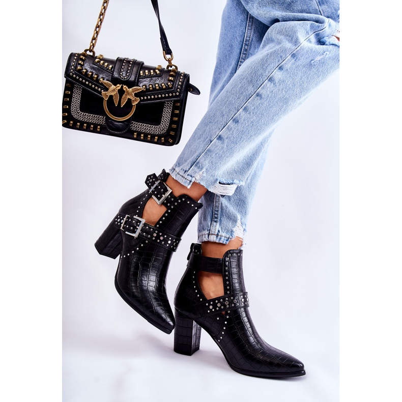 WJ2 Ženske čizme na petu sa štrasima, crni Kelin crna 2