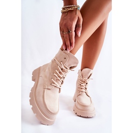 Ženske gležnjače od brušene kože Bež Vanita 2