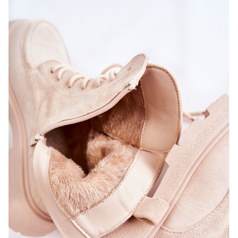 Ženske gležnjače od brušene kože Bež Vanita 1