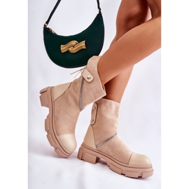 PS1 Moderne ženske gležnjače od brušene kože bež Kandell 2