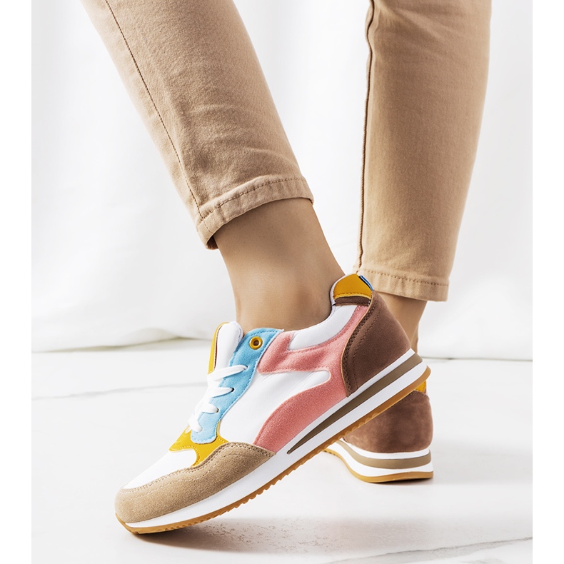 Kindler ženske bijele i smeđe tenisice bijela smeđa ružičasta 1