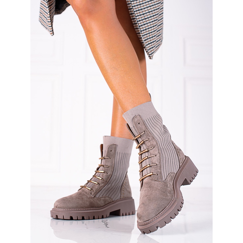 SHELOVET Smeđi radni predmeti od brušene kože s čvorovima bež smeđa 1