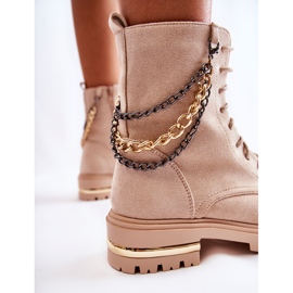 PS1 Tople čizme od brušene kože s lancem Beige Sorita bež 2