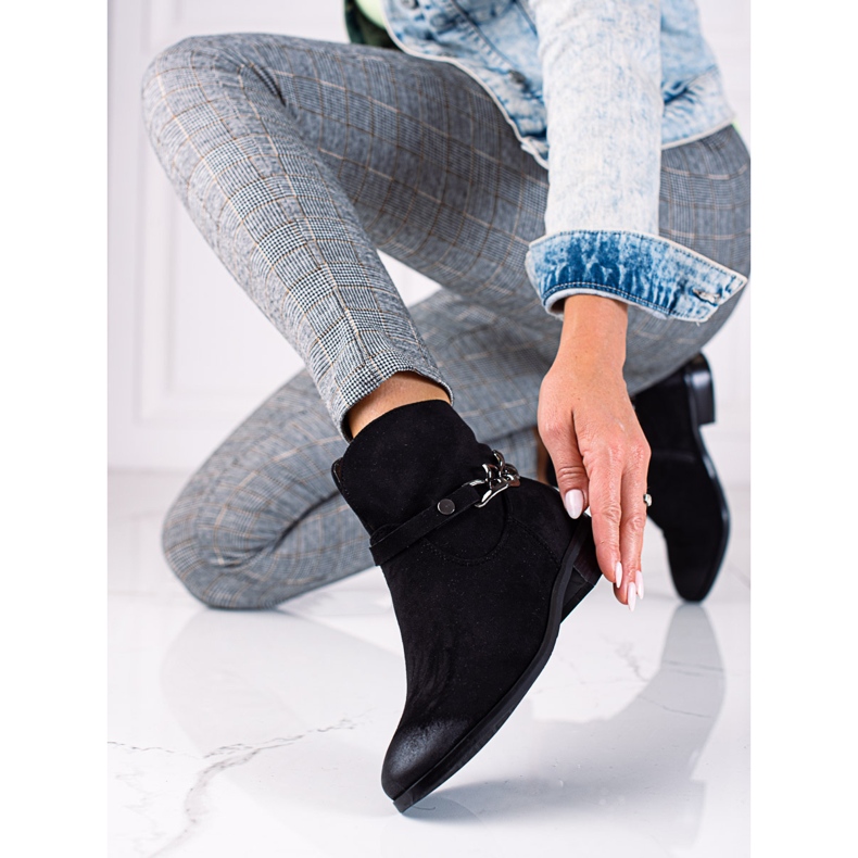 W. Potocki Potocki ženske čizme, kaubojske čizme s lancem crna 1