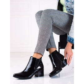 SHELOVET Crne lakirane Chelsea čizme Sergio Leone na visoku petu crno 1