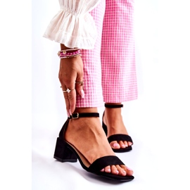 Ženske sandale na visoku petu od brušene kože, crne crna 1