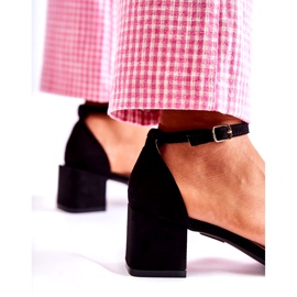 Ženske sandale na visoku petu od brušene kože, crne crno 4