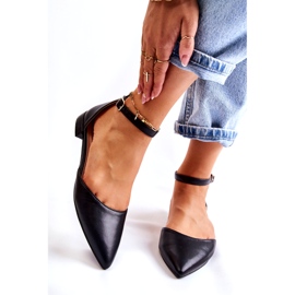 WD1 Ženske kožne balerinke sandale u Spitz crnoj boji Caprise crna 1