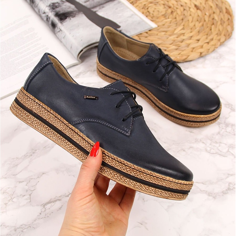 Kožne ženske cipele na teget platformi Helios 380 plava 1