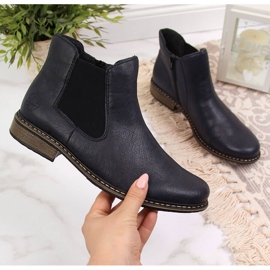 Ženske tople Chelsea čizme, tamnoplave Rieker Z4994-14 crna 2