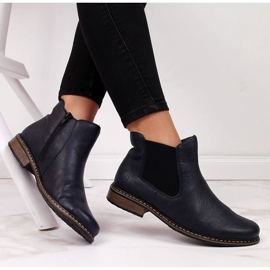 Ženske tople Chelsea čizme, tamnoplave Rieker Z4994-14 crno 1