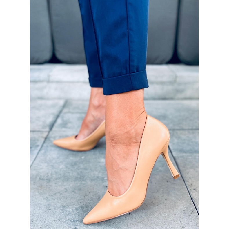 Ženske zrnate visoke potpetice Aurora Camel smeđa 1